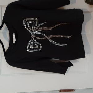 See by Chloe bedazzled bow black 3/4 length shirt